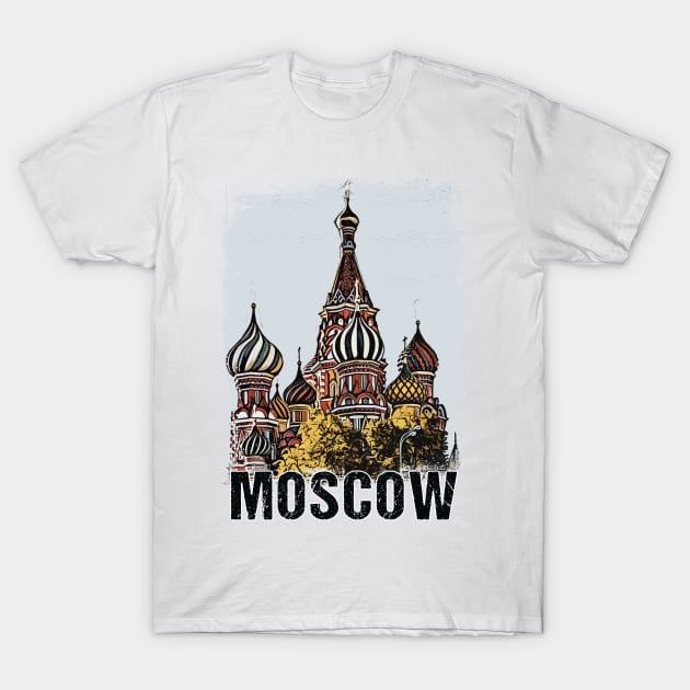 Moscow City Streets Vintage Travel Poster Series grunge edition 06 T-Shirt by Naumovski